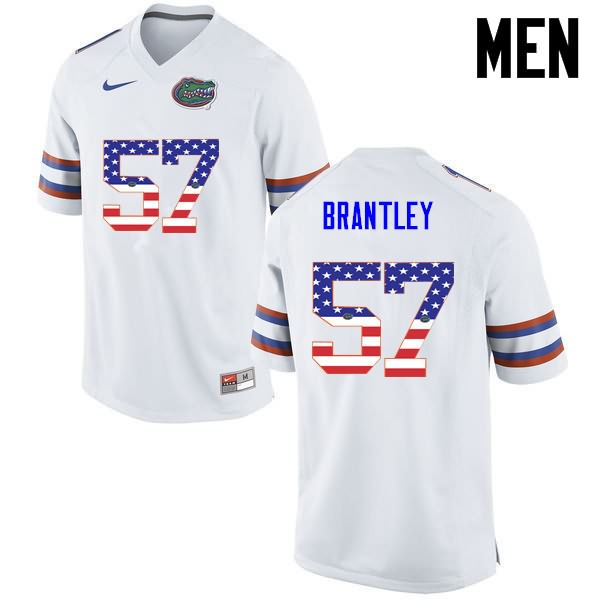 NCAA Florida Gators Caleb Brantley Men's #57 USA Flag Fashion Nike White Stitched Authentic College Football Jersey WTM5464XP